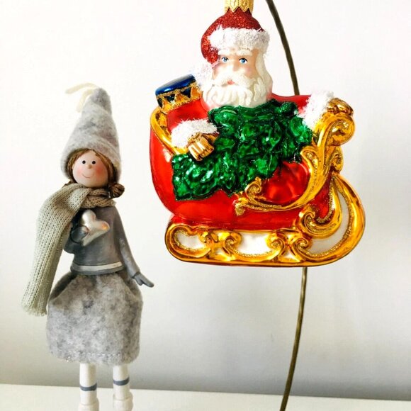✨NEW! Authentic Christopher Radko SANTA in a Sleigh Big Hand Made Glass Ornament - Picture 2 of 9